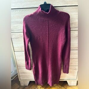 Maroon long sleeve sweater dress
